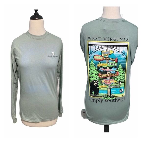 Simply Southern West Virginia T-Shirt Small Green - Picture 1 of 12